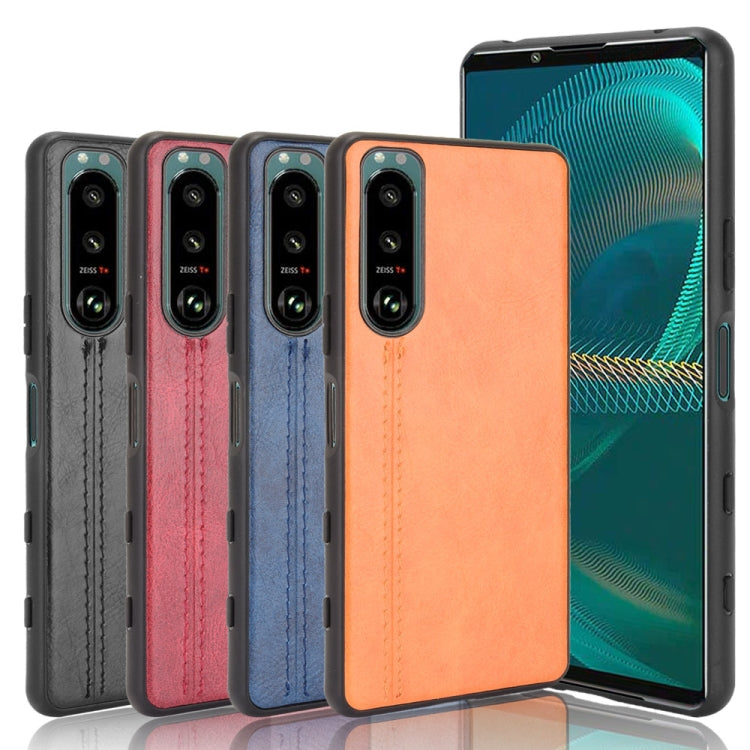 For Sony Xperia 5 III Shockproof Sewing Cow Pattern Skin PC + PU + TPU Case(Blue) by buy2fix