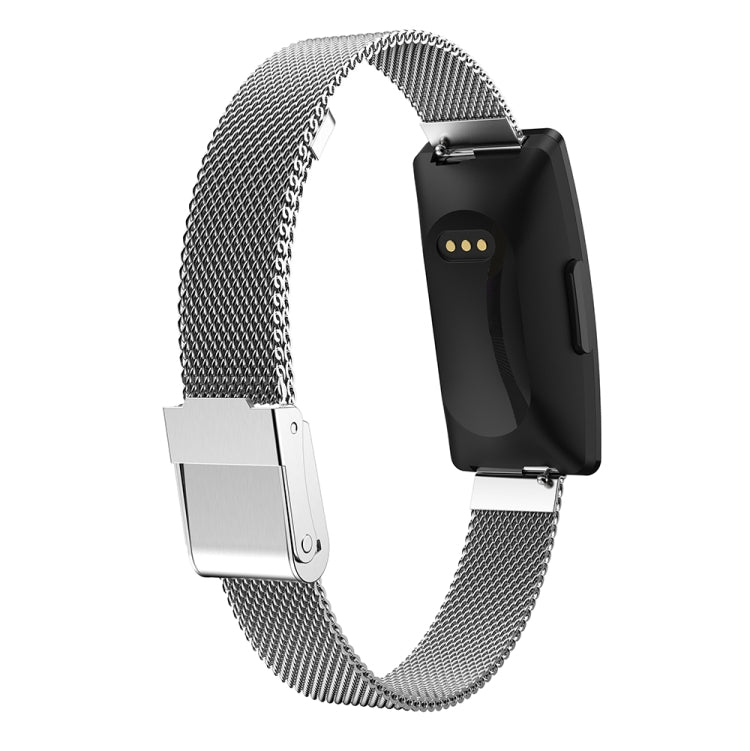 For Fitbit Ace 3 / Inspire 2 Double Insurance Buckle Milanese Watch Band(Silver) - Watch Bands by buy2fix | Online Shopping UK | buy2fix