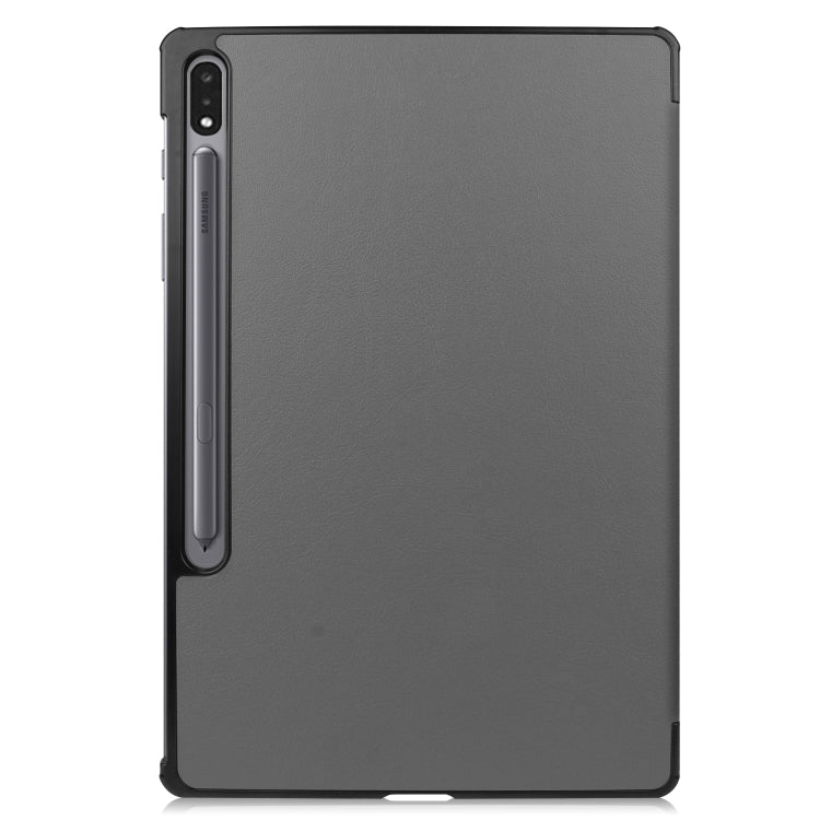 For Samsung Galaxy Tab S7 Lite T730 / T735 / Tab S7 FE T736 Custer Texture Horizontal Flip Leather Case with Three-folding Holder & Sleep / Wake-up Function(Grey) - Other Galaxy Tab PC by buy2fix | Online Shopping UK | buy2fix
