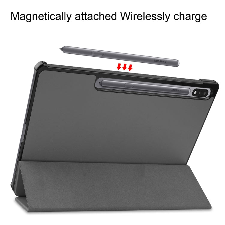 For Samsung Galaxy Tab S7 Lite T730 / T735 / Tab S7 FE T736 Custer Texture Horizontal Flip Leather Case with Three-folding Holder & Sleep / Wake-up Function(Grey) - Other Galaxy Tab PC by buy2fix | Online Shopping UK | buy2fix