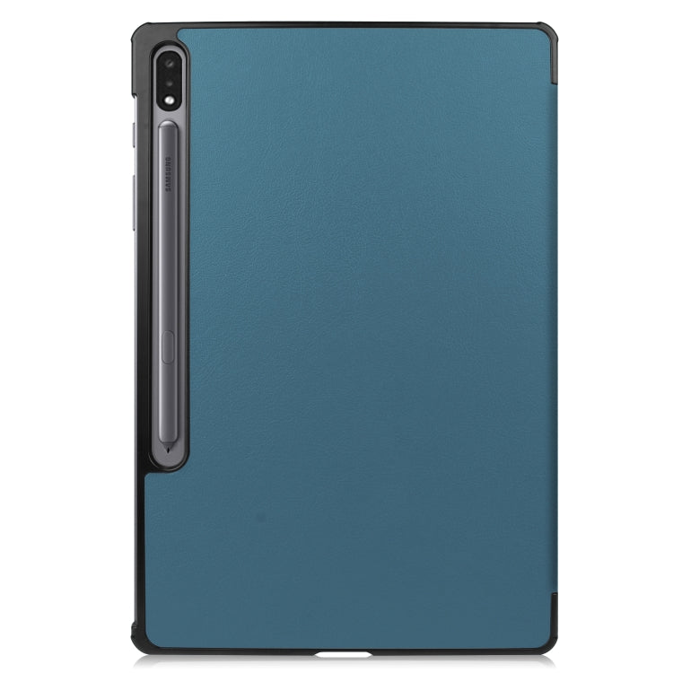 For Samsung Galaxy Tab S7 Lite T730 / T735 / Tab S7 FE T736 Custer Texture Horizontal Flip Leather Case with Three-folding Holder & Sleep / Wake-up Function(Dark Green) - Other Galaxy Tab PC by buy2fix | Online Shopping UK | buy2fix