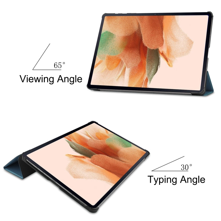 For Samsung Galaxy Tab S7 Lite T730 / T735 / Tab S7 FE T736 Custer Texture Horizontal Flip Leather Case with Three-folding Holder & Sleep / Wake-up Function(Dark Green) - Other Galaxy Tab PC by buy2fix | Online Shopping UK | buy2fix