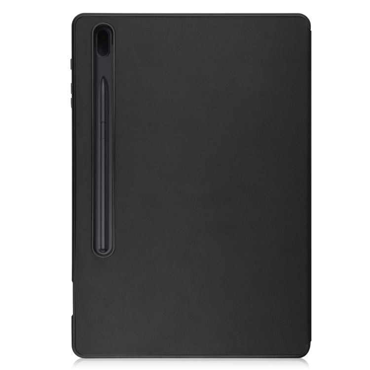 For Samsung Galaxy Tab S7 Lite T730 / T735 / Tab S7 FE T736 Custer Pattern Pure Color TPU Smart Tablet Holster with Sleep Function & 3-Fold Holder & Pen Slot(Black) - Other Galaxy Tab PC by buy2fix | Online Shopping UK | buy2fix