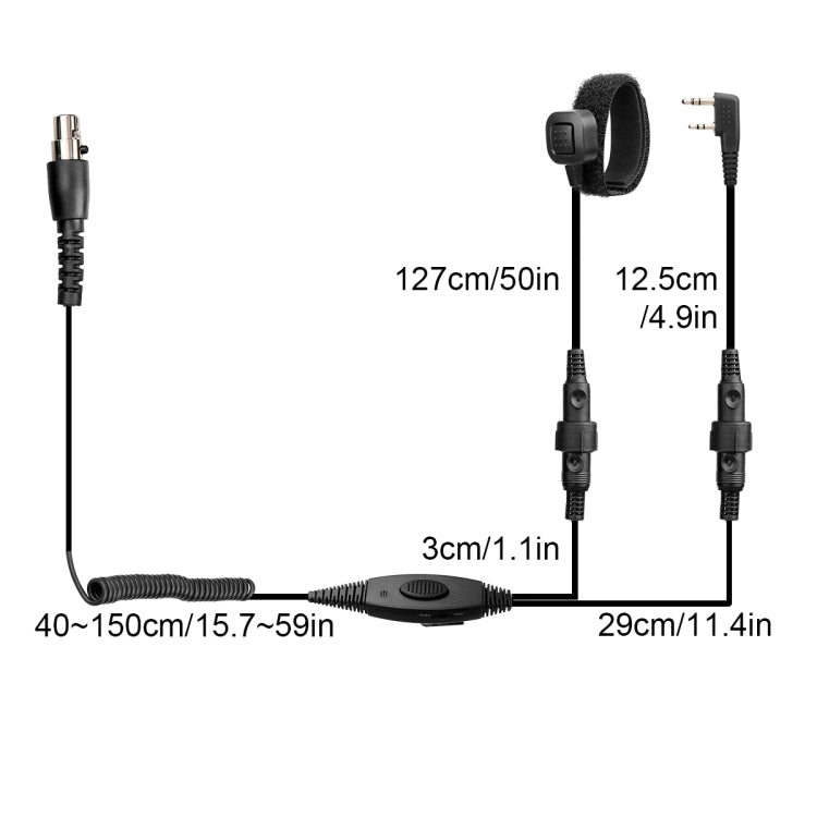 RETEVIS EH050K 2 Pin Adjustable Volume Noise Reduction Aviation Headphone Microphone with Finger PTT - Microphones & Headsets by RETEVIS | Online Shopping UK | buy2fix