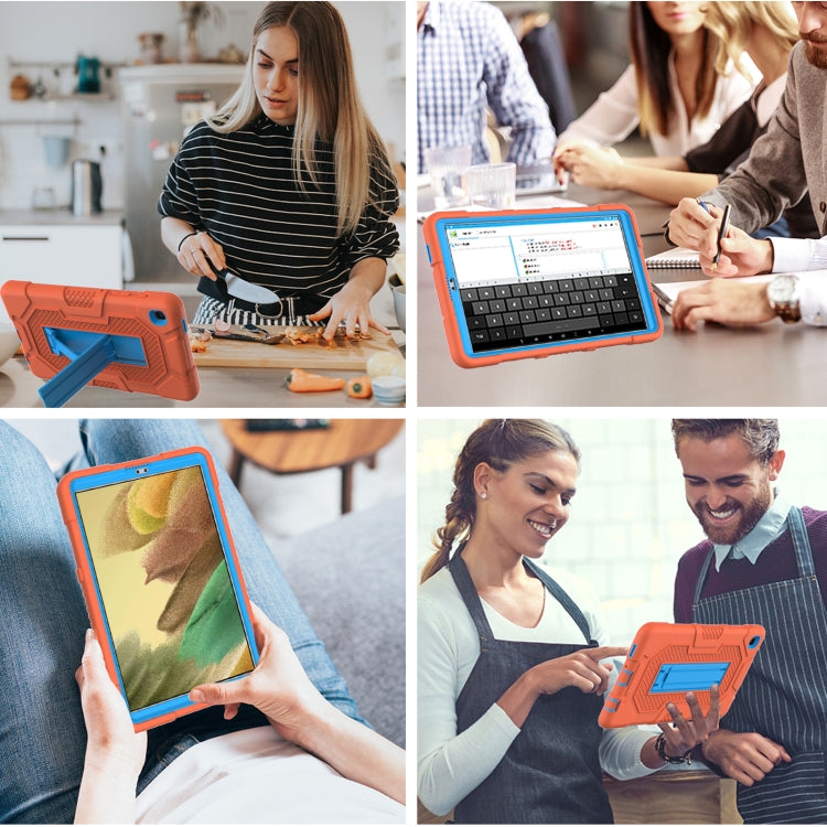For Samsung Galaxy Tab A7 Lite T220 / T225 Contrast Color Robot Shockproof Silicone + PC Protective Case with Holder(Orange Blue) - Tab A7 Lite T220 / T225 by buy2fix | Online Shopping UK | buy2fix