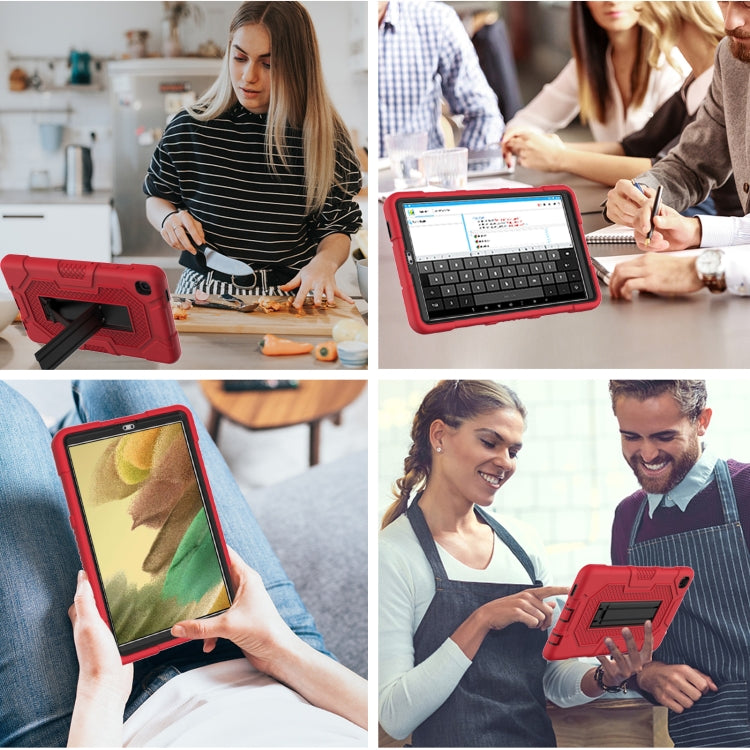 For Samsung Galaxy Tab A7 Lite T220 / T225 Contrast Color Robot Shockproof Silicone + PC Protective Case with Holder(Red Black) - Tab A7 Lite T220 / T225 by buy2fix | Online Shopping UK | buy2fix