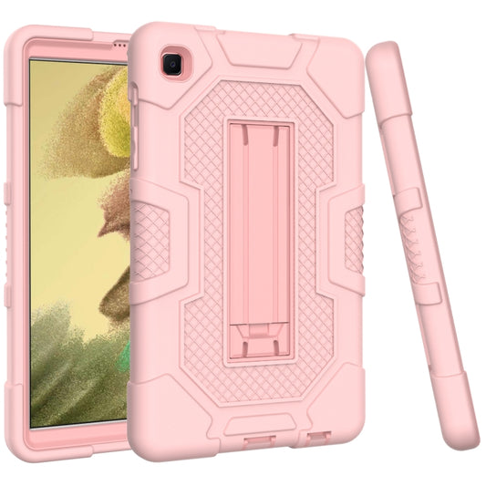 For Samsung Galaxy Tab A7 Lite T220 / T225 Contrast Color Robot Shockproof Silicone + PC Protective Case with Holder(Rose Gold) by buy2fix