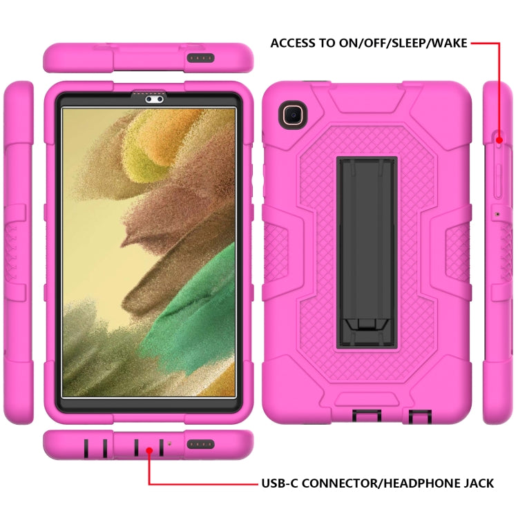 For Samsung Galaxy Tab A7 Lite T220 / T225 Contrast Color Robot Shockproof Silicone + PC Protective Case with Holder(Rose Red Black) - Tab A7 Lite T220 / T225 by buy2fix | Online Shopping UK | buy2fix