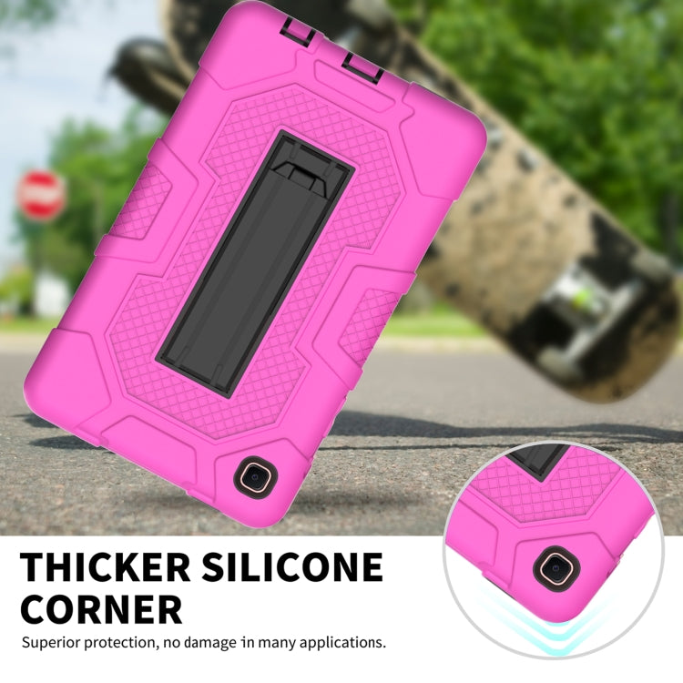 For Samsung Galaxy Tab A7 Lite T220 / T225 Contrast Color Robot Shockproof Silicone + PC Protective Case with Holder(Rose Red Black) - Tab A7 Lite T220 / T225 by buy2fix | Online Shopping UK | buy2fix