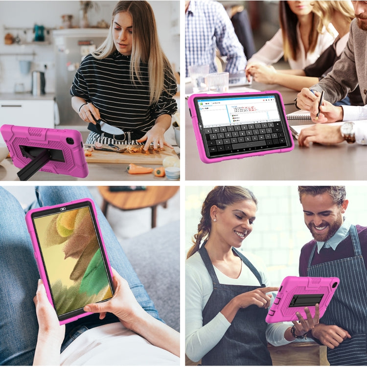 For Samsung Galaxy Tab A7 Lite T220 / T225 Contrast Color Robot Shockproof Silicone + PC Protective Case with Holder(Rose Red Black) - Tab A7 Lite T220 / T225 by buy2fix | Online Shopping UK | buy2fix