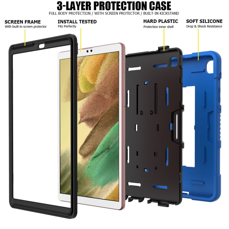 For Samsung Galaxy Tab A7 Lite T220 / T225 Contrast Color Robot Shockproof Silicone + PC Protective Case with Holder(Dark Blue Black) - Tab A7 Lite T220 / T225 by buy2fix | Online Shopping UK | buy2fix