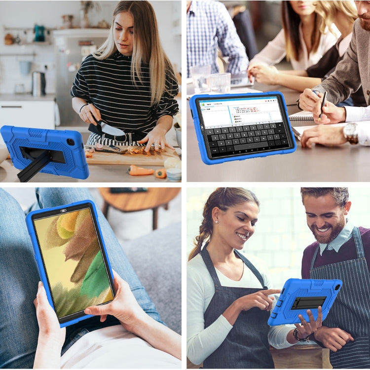 For Samsung Galaxy Tab A7 Lite T220 / T225 Contrast Color Robot Shockproof Silicone + PC Protective Case with Holder(Dark Blue Black) - Tab A7 Lite T220 / T225 by buy2fix | Online Shopping UK | buy2fix
