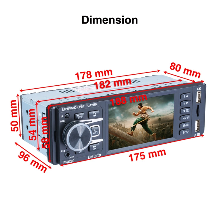 P4020 3.8 inch Universal Car Radio Receiver MP5 Player, Support FM & Bluetooth & TF Card with Remote Control - Car MP3 & MP4 & MP5 by buy2fix | Online Shopping UK | buy2fix