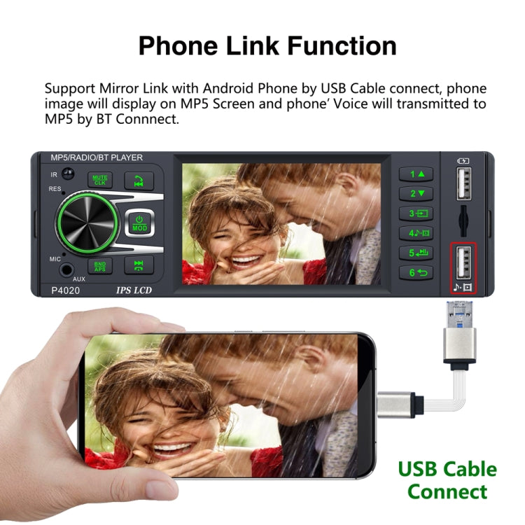 P4020 3.8 inch Universal Car Radio Receiver MP5 Player, Support FM & Bluetooth & TF Card with Remote Control - Car MP3 & MP4 & MP5 by buy2fix | Online Shopping UK | buy2fix