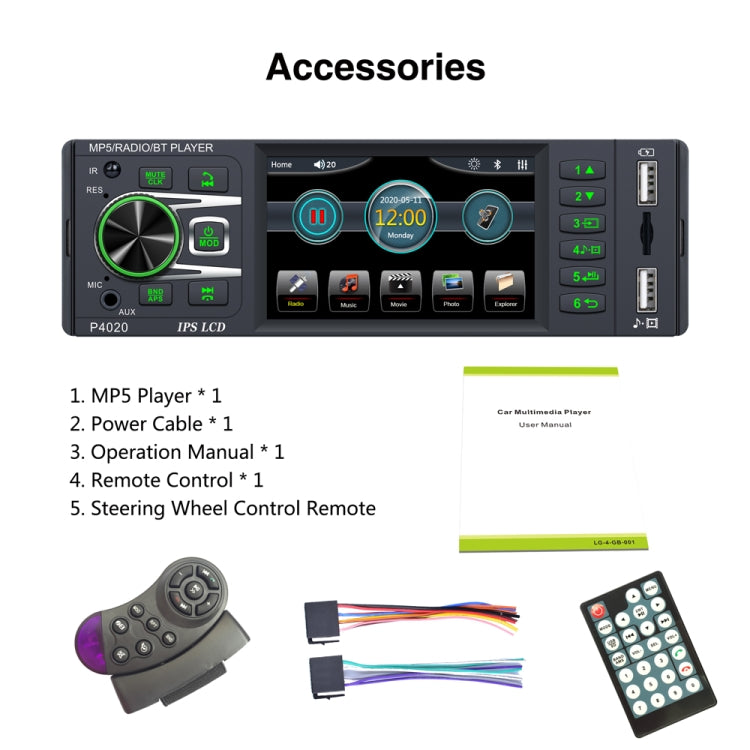 P4020 3.8 inch Universal Car Radio Receiver MP5 Player, Support FM & Bluetooth & TF Card with Remote Control - Car MP3 & MP4 & MP5 by buy2fix | Online Shopping UK | buy2fix
