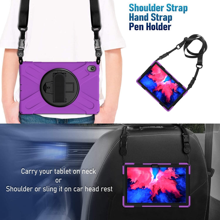 For Lenovo XiaoXin Pad 11 / Pad 11 Plus 2021 / Pad 2022 TB-J606F/J607F/J616F Shockproof Colorful Silicone + PC Protective Case with Holder & Hand Strap & Shoulder Strap(Purple) by buy2fix