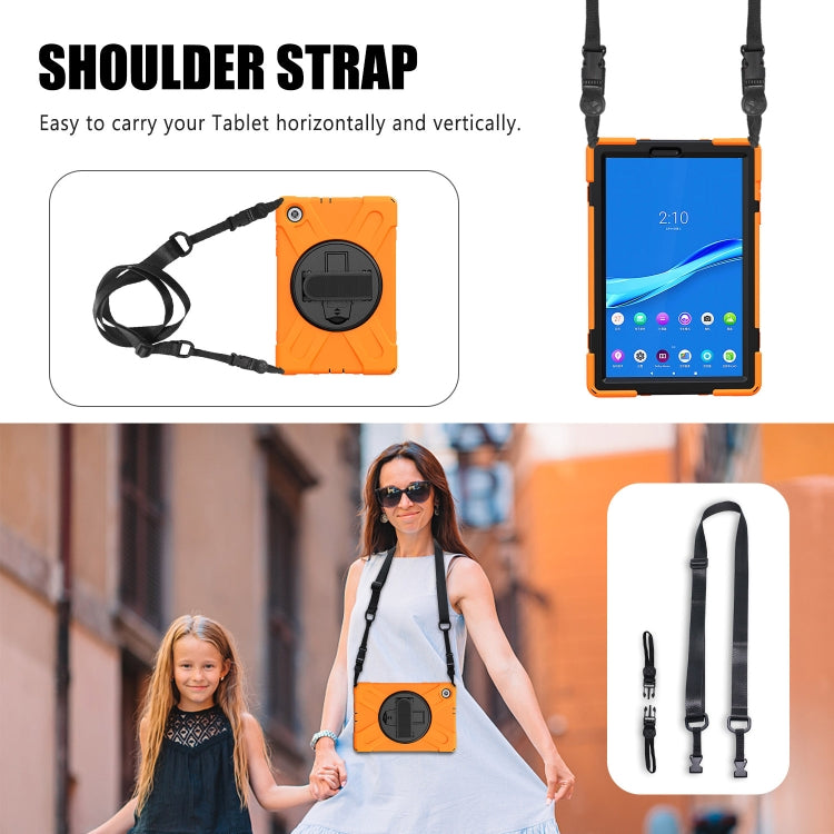 For Lenovo Tab M10 Plus TB-X606F Shockproof Colorful Silicone + PC Protective Case with Holder & Hand Strap & Shoulder Strap(Orange) - Lenovo by buy2fix | Online Shopping UK | buy2fix