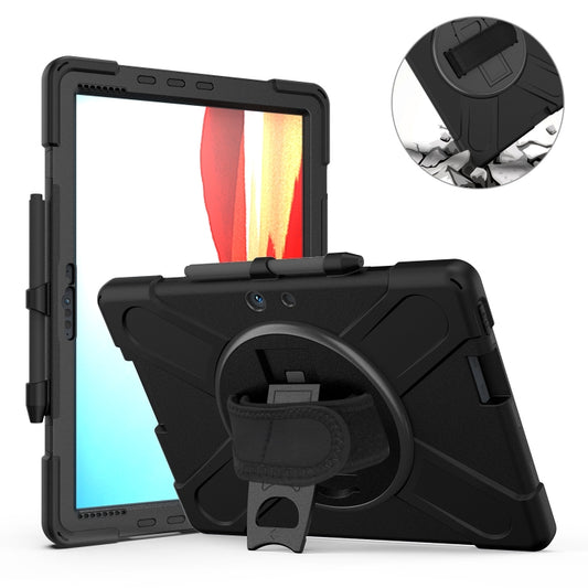 For Microsoft Surface Pro X / Pro X 2021 Shockproof Colorful Silicone + PC Protective Case with Holder & Hand Strap & Shoulder Strap & Pen Slot(Black) by buy2fix