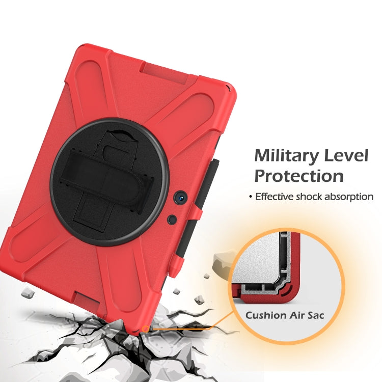 For Microsoft Surface Pro X / Pro X 2021 Shockproof Colorful Silicone + PC Protective Case with Holder & Hand Strap & Shoulder Strap & Pen Slot(Red) by buy2fix