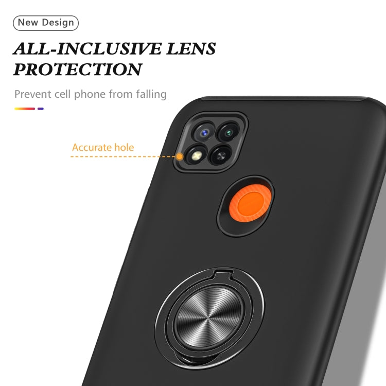 For Xiaomi Redmi 9C PC + TPU Shockproof Magnetic Protective Case with Invisible Ring Holder(Black) - Xiaomi Cases by buy2fix | Online Shopping UK | buy2fix