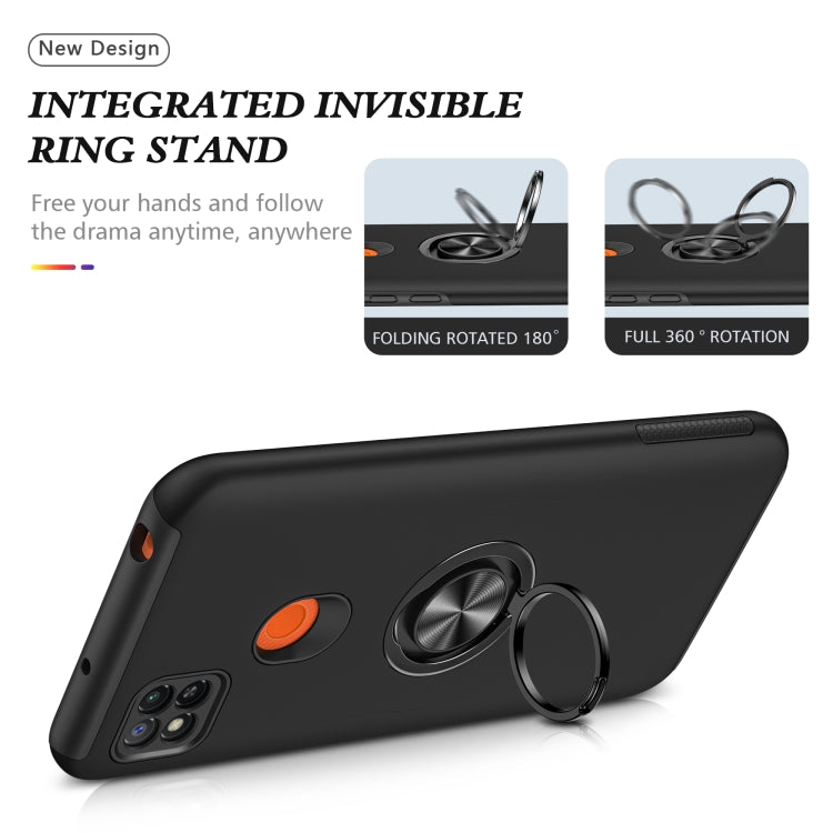For Xiaomi Redmi 9C PC + TPU Shockproof Magnetic Protective Case with Invisible Ring Holder(Black) - Xiaomi Cases by buy2fix | Online Shopping UK | buy2fix