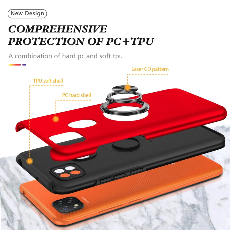 For Xiaomi Redmi 9C PC + TPU Shockproof Magnetic Protective Case with Invisible Ring Holder(Red) - Xiaomi Cases by buy2fix | Online Shopping UK | buy2fix