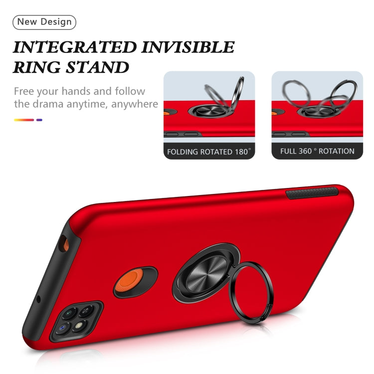 For Xiaomi Redmi 9C PC + TPU Shockproof Magnetic Protective Case with Invisible Ring Holder(Red) - Xiaomi Cases by buy2fix | Online Shopping UK | buy2fix