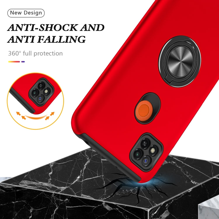 For Xiaomi Redmi 9C PC + TPU Shockproof Magnetic Protective Case with Invisible Ring Holder(Red) - Xiaomi Cases by buy2fix | Online Shopping UK | buy2fix
