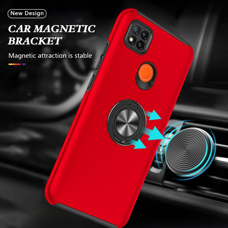 For Xiaomi Redmi 9C PC + TPU Shockproof Magnetic Protective Case with Invisible Ring Holder(Red) - Xiaomi Cases by buy2fix | Online Shopping UK | buy2fix