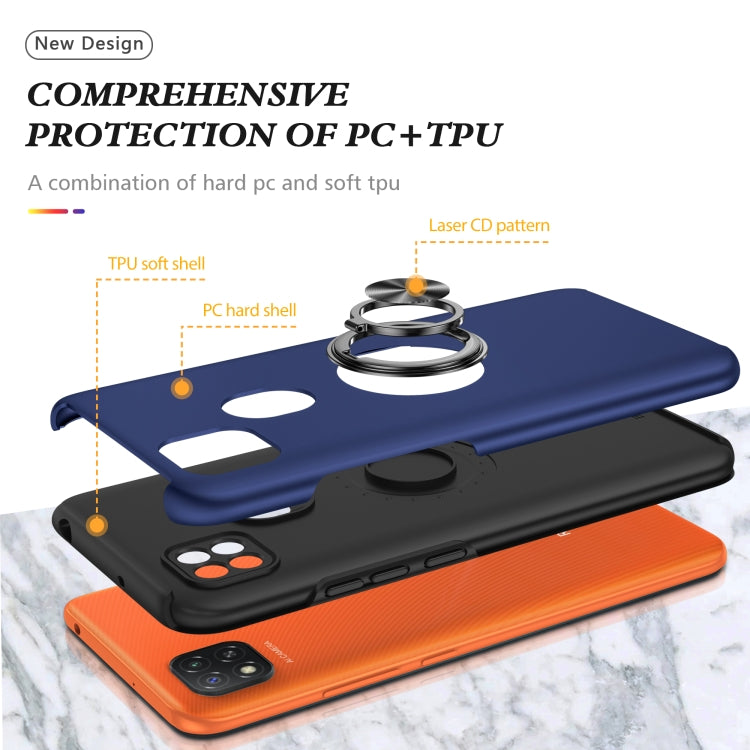 For Xiaomi Redmi 9C PC + TPU Shockproof Magnetic Protective Case with Invisible Ring Holder(Blue) - Xiaomi Cases by buy2fix | Online Shopping UK | buy2fix