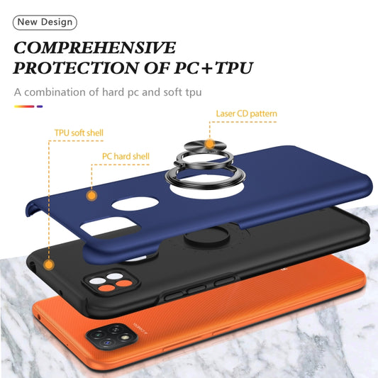 For Xiaomi Redmi 9C PC + TPU Shockproof Magnetic Protective Case with Invisible Ring Holder(Blue) by buy2fix