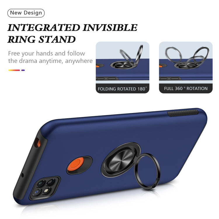 For Xiaomi Redmi 9C PC + TPU Shockproof Magnetic Protective Case with Invisible Ring Holder(Blue) - Xiaomi Cases by buy2fix | Online Shopping UK | buy2fix