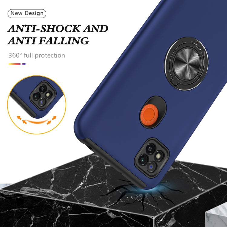For Xiaomi Redmi 9C PC + TPU Shockproof Magnetic Protective Case with Invisible Ring Holder(Blue) - Xiaomi Cases by buy2fix | Online Shopping UK | buy2fix