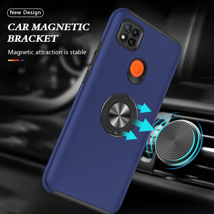 For Xiaomi Redmi 9C PC + TPU Shockproof Magnetic Protective Case with Invisible Ring Holder(Blue) - Xiaomi Cases by buy2fix | Online Shopping UK | buy2fix