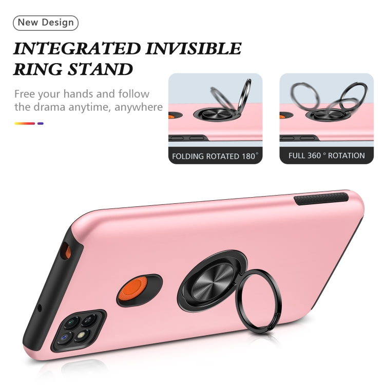 For Xiaomi Redmi 9C PC + TPU Shockproof Magnetic Protective Case with Invisible Ring Holder(Rose Gold) - Xiaomi Cases by buy2fix | Online Shopping UK | buy2fix