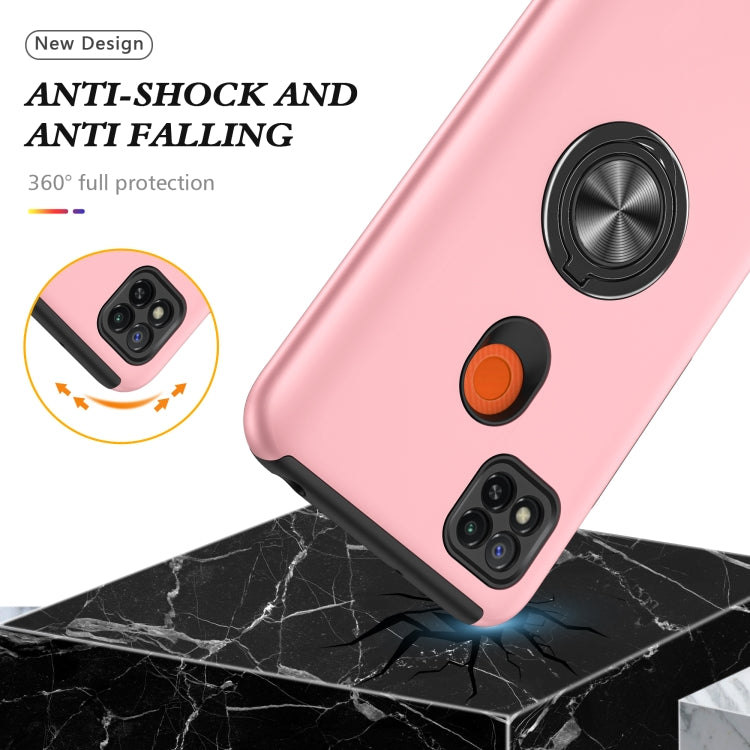 For Xiaomi Redmi 9C PC + TPU Shockproof Magnetic Protective Case with Invisible Ring Holder(Rose Gold) - Xiaomi Cases by buy2fix | Online Shopping UK | buy2fix