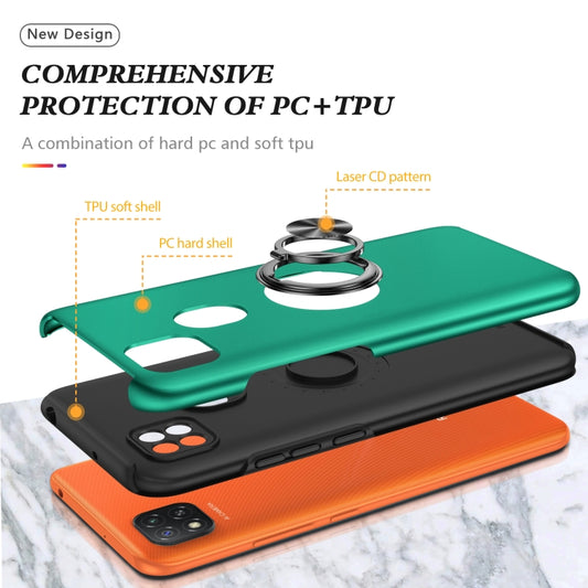 For Xiaomi Redmi 9C PC + TPU Shockproof Magnetic Protective Case with Invisible Ring Holder(Dark Green) by buy2fix
