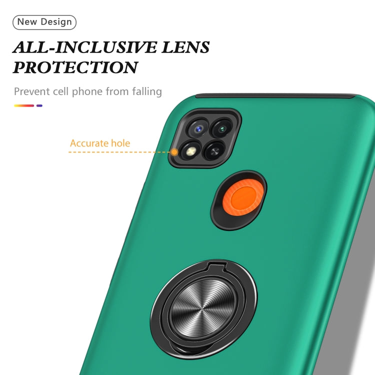For Xiaomi Redmi 9C PC + TPU Shockproof Magnetic Protective Case with Invisible Ring Holder(Dark Green) - Xiaomi Cases by buy2fix | Online Shopping UK | buy2fix