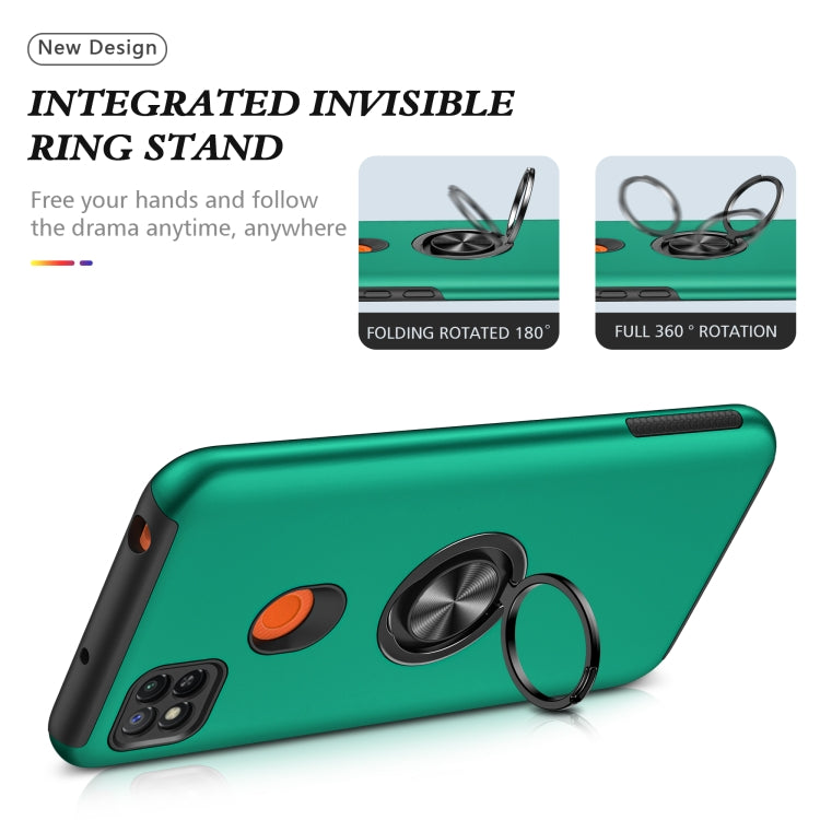 For Xiaomi Redmi 9C PC + TPU Shockproof Magnetic Protective Case with Invisible Ring Holder(Dark Green) - Xiaomi Cases by buy2fix | Online Shopping UK | buy2fix