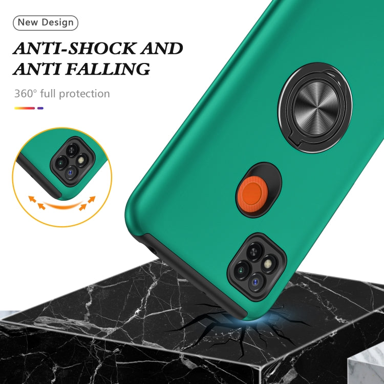 For Xiaomi Redmi 9C PC + TPU Shockproof Magnetic Protective Case with Invisible Ring Holder(Dark Green) - Xiaomi Cases by buy2fix | Online Shopping UK | buy2fix