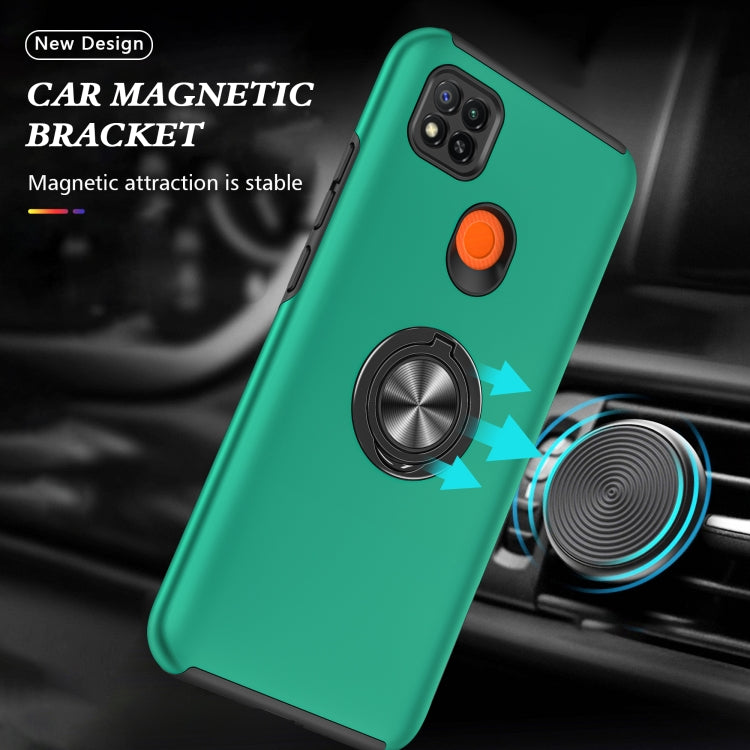 For Xiaomi Redmi 9C PC + TPU Shockproof Magnetic Protective Case with Invisible Ring Holder(Dark Green) - Xiaomi Cases by buy2fix | Online Shopping UK | buy2fix