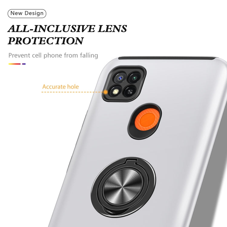 For Xiaomi Redmi 9C PC + TPU Shockproof Magnetic Protective Case with Invisible Ring Holder(Silver) - Xiaomi Cases by buy2fix | Online Shopping UK | buy2fix