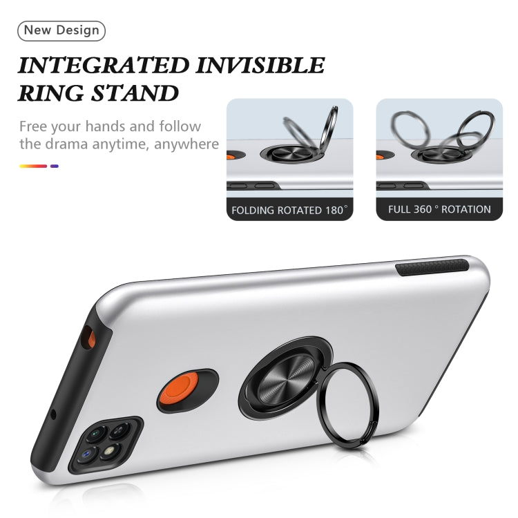 For Xiaomi Redmi 9C PC + TPU Shockproof Magnetic Protective Case with Invisible Ring Holder(Silver) - Xiaomi Cases by buy2fix | Online Shopping UK | buy2fix
