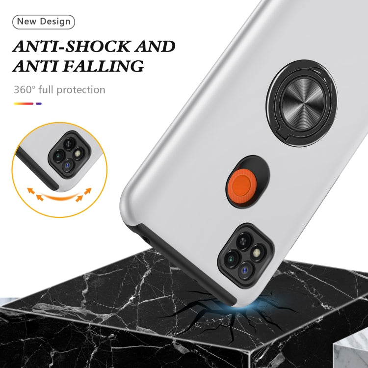For Xiaomi Redmi 9C PC + TPU Shockproof Magnetic Protective Case with Invisible Ring Holder(Silver) - Xiaomi Cases by buy2fix | Online Shopping UK | buy2fix