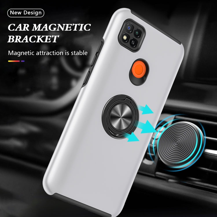 For Xiaomi Redmi 9C PC + TPU Shockproof Magnetic Protective Case with Invisible Ring Holder(Silver) - Xiaomi Cases by buy2fix | Online Shopping UK | buy2fix