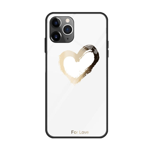For iPhone 11 Colorful Painted Glass Case(Golden Love) by buy2fix