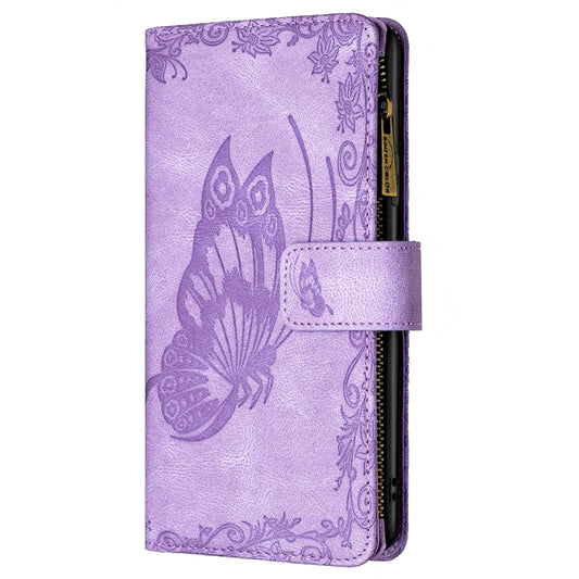 For iPhone 11 Flying Butterfly Embossing Pattern Zipper Horizontal Flip Leather Case with Holder & Card Slots & Wallet(Purple) by buy2fix