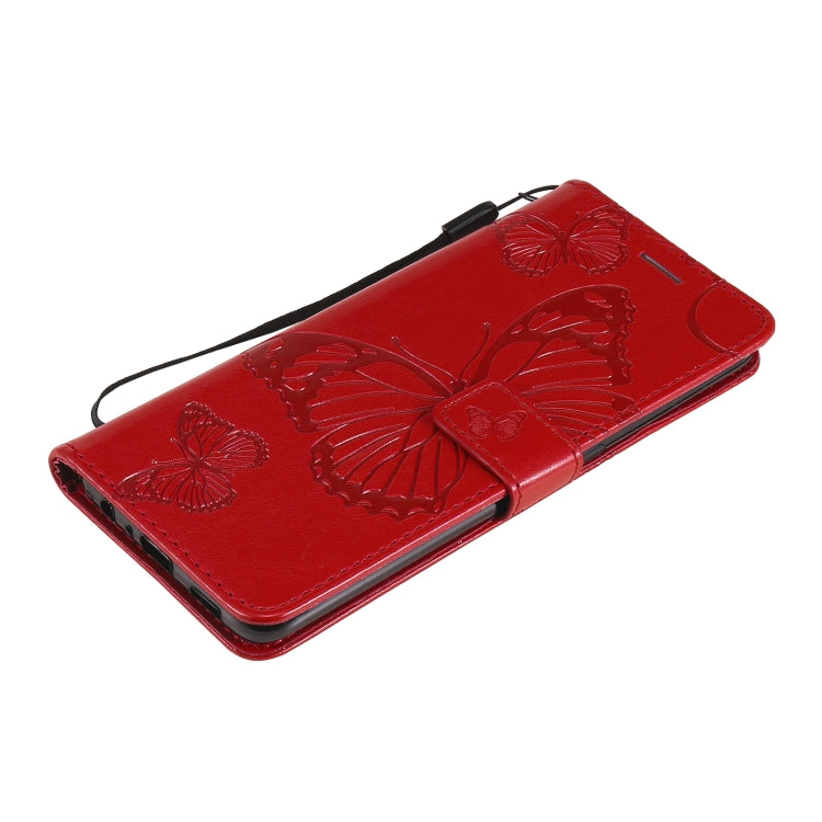 For OPPO A94 5G / F19 Pro / Reno 5F Pressed Printing Butterfly Pattern Horizontal Flip PU Leather Case with Holder & Card Slots & Wallet & Lanyard(Red) by buy2fix