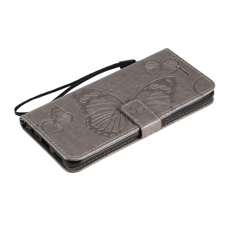 For OPPO Realme 8 Pro / Realme 8 Pressed Printing Butterfly Pattern Horizontal Flip PU Leather Case with Holder & Card Slots & Wallet & Lanyard(Gray) by buy2fix