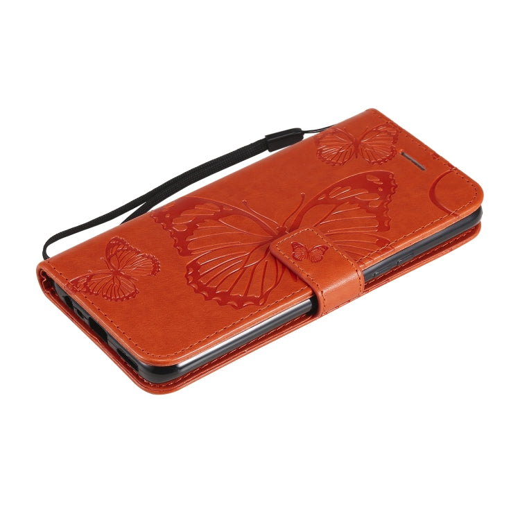 For OPPO Realme 8 Pro / Realme 8 Pressed Printing Butterfly Pattern Horizontal Flip PU Leather Case with Holder & Card Slots & Wallet & Lanyard(Orange) by buy2fix